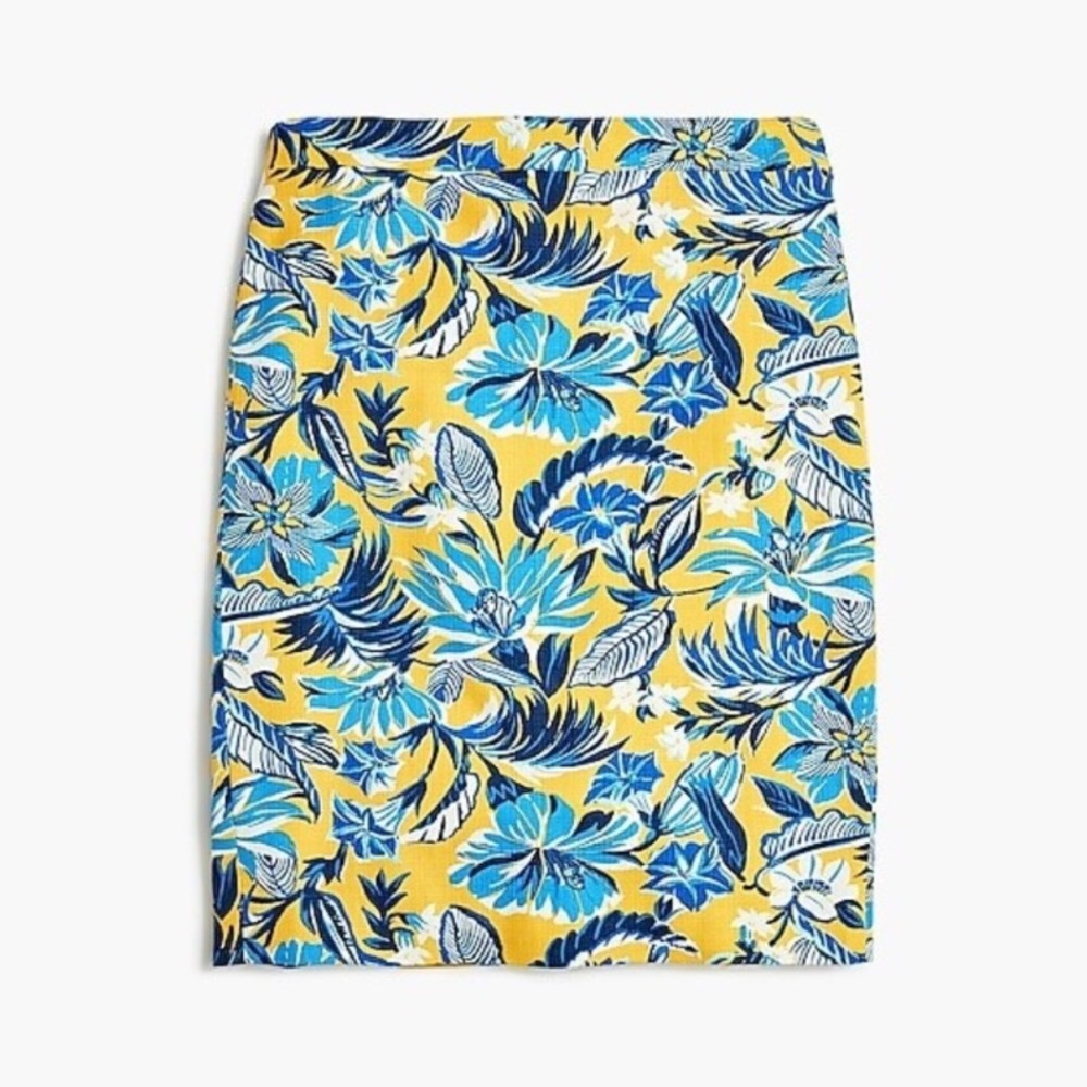 J. Crew Floral Printed Basketweave Pencil Skirt